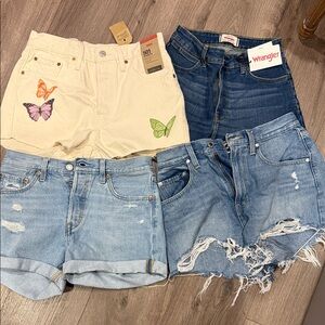 Levi's Cream and Blue Women's Jean Shorts